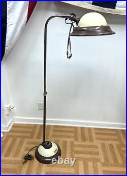 Vintage INDUSTRIAL FLOOR LAMP art deco UV RAY LIGHT metal adjustable reading 40s