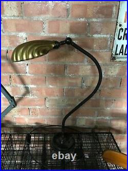 Vintage Industrial Desk Lamp Light Art Deco Brass Shell Shade