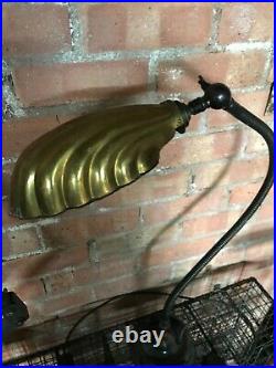 Vintage Industrial Desk Lamp Light Art Deco Brass Shell Shade