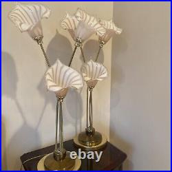 Vintage Italian Murano Art Glass Calla Lily Table Lamp (Set Of 2 Lamps)