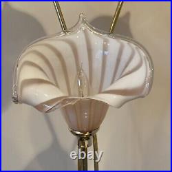 Vintage Italian Murano Art Glass Calla Lily Table Lamp (Set Of 2 Lamps)