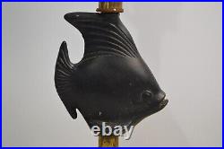 Vintage MCM Angel Fish Lamp Set Pair WORKING Art Deco Splatter Art Pottery Decor