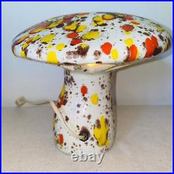 Vintage MCM Ceramic Drip Glaze Art Toadstool Mushroom Lamp