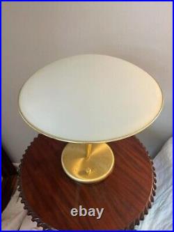 Vintage MCM'Flying Saucer' Lamp MidCentury Modern Art Deco Frosted Glass Brass