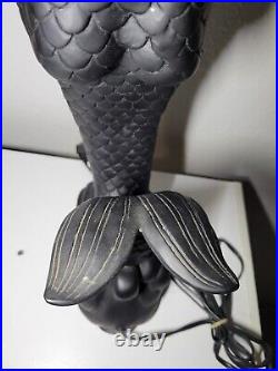 Vintage MCM Mermaid Lamp Black Art Deco Nouveau 24 Tall Nice Working