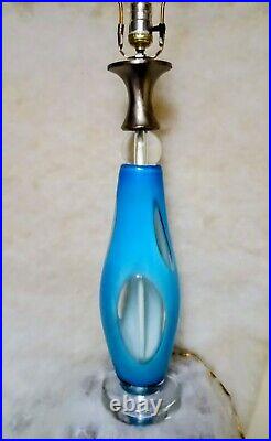 Vintage MURANO Lamp MCM Aqua Blue Hand Blown Cased Glass Venetian MCM