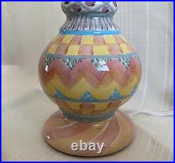 Vintage Mackenzie Childs Art Pottery Candlestick Lamp Original Shape