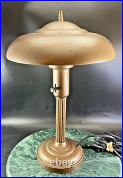 Vintage Metal Mushroom Desk Lamp Original Circa 1930 40s UFO Space Machine Age