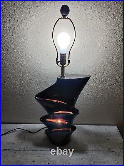 Vintage Mid Century Black Art Deco Style Lamp Eclectic Funky Shape 3 Way Switch
