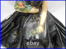 Vintage Mid Century Chalkware TV Lamp Elegant Woman in Black Dress