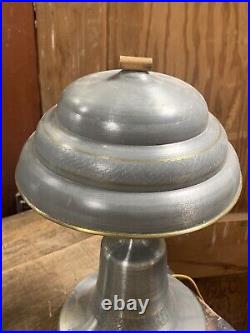 Vintage Mid Century Pair Metal Art Deco Lamp With Flying Sauce Metal Shade (8F)