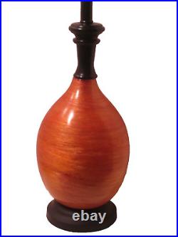 Vintage Modern Spun Copper Color Art Glass Large Table Lamp, Excellent Condition
