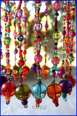 Vintage Multicolor Beaded Lamp Y2K Desk Light Acrylic Beads Retro Boho Colorful