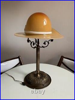 Vintage Murano Art Glass Hat Lamp With Ornate Brass Base