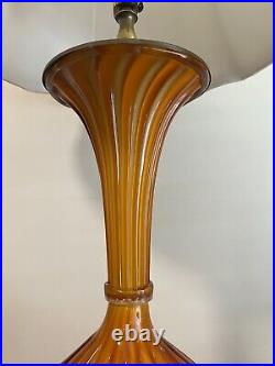Vintage Murano Art Glass Orange & Yellow Vase Table Lamp, 34 Tall, 9 Widest