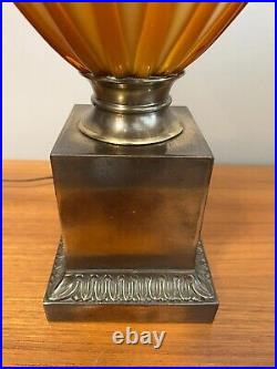 Vintage Murano Art Glass Orange & Yellow Vase Table Lamp, 34 Tall, 9 Widest