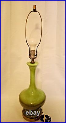 Vintage PHIL MAR Style Green Glaze Ceramic withOmbre Pattern Table Lamp