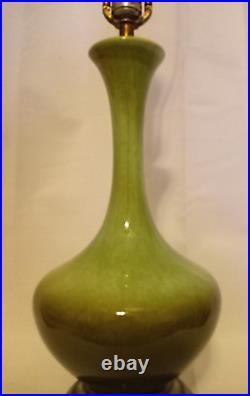 Vintage PHIL MAR Style Green Glaze Ceramic withOmbre Pattern Table Lamp