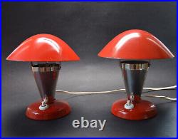 Vintage Pair Czech Art Deco 1940's Mushroom Table lamps Napako