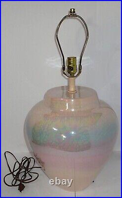 Vintage Pastel Iridescent Crackle Table Lamp Ceramic Sunset Lamp Corp. 26 tall