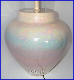 Vintage Pastel Iridescent Crackle Table Lamp Ceramic Sunset Lamp Corp. 26 tall