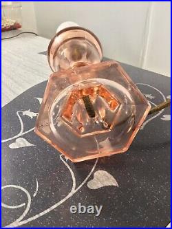Vintage Pink Depression Glass Lamp Nightlight Table Light Accent Lamp Art Deco