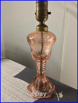 Vintage Pink Depression Glass Lamp Nightlight Table Light Accent Lamp Art Deco