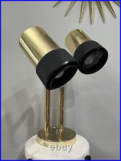 Vintage Postmodern Art Deco Modernist Brass Gold Tone Adjustable Table Lamp MCM