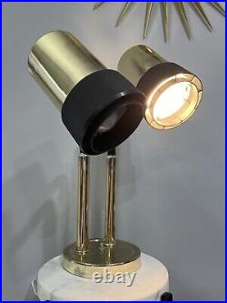 Vintage Postmodern Art Deco Modernist Brass Gold Tone Adjustable Table Lamp MCM