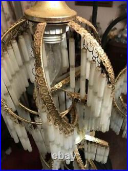 Vintage RARE Art Deco/Nouveau Crystal Lamp Antique Fringe Hollywood Regency