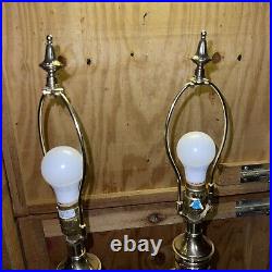 Vintage Rembrandt Table Lamps Pair Brass & Glass Large 32 Tall Tested Rare