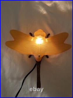 Vintage Retro Brass Art Glass Dragonfly Light Up Lamp Andrea by Sadek 2003 WORKS