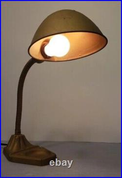 Vintage Rex Electric Art Deco Cast Iron Base Gooseneck Industrial Desk Lamp