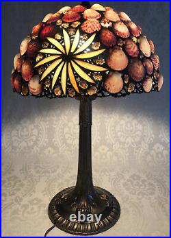 Vintage Richard Hoosin Signed #10090'83 Leaded SeaShell Art Nouveau Table Lamp