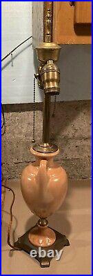 Vintage Roseville Pottery 1930's Peach Tan Deco Table Lamp 23 1/2 Tall Art Deco