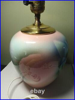 Vintage SHORT Judith Stiles Signed Art Pottery Ceramic And Brass Table Lamp