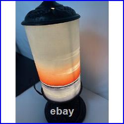 Vintage Sea Ombre Ship Cylinder Mantle Lamp Hand Painted Art Deco