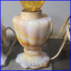 Vintage Slag Glass Lamp Art Deco Akro Agate Swirl Houze Houzex RARE Works