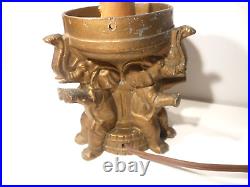 Vintage Spelter Art Deco Elephant Lamp with Czech End of Day Starburst Globe