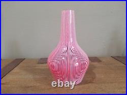 Vintage Stripped Murano Art Glass Lamp Shade by Seguso with Label