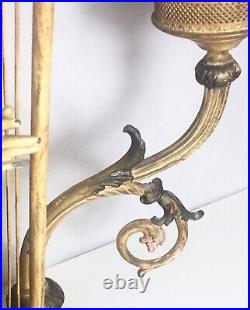 Vintage Table Lamp Metal Ornate Woman? Shade? Victorian Harp Light Lady Old Art