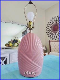 Vintage Table Lamp Retro 80s Contemporary Art Deco Ceramic Coral Pink Scalloped