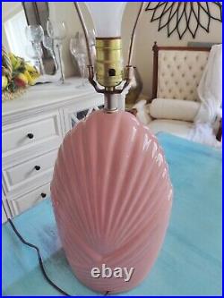 Vintage Table Lamp Retro 80s Contemporary Art Deco Ceramic Coral Pink Scalloped