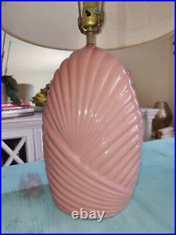 Vintage Table Lamp Retro 80s Contemporary Art Deco Ceramic Coral Pink Scalloped