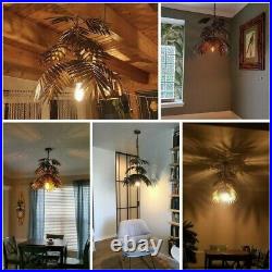 Vintage Tropical Coconut Leaves Chandelier Unique Rustic Tree Lamp Hanging Light