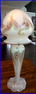 Vintage Vandermark Studio Art Glass King Tut Pulled Feather Table Lamp