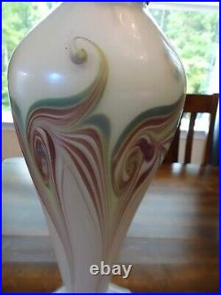 Vintage Vandermark Studio Art Glass King Tut Pulled Feather Table Lamp