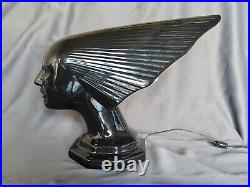 Vintage Victoire Spirit Of The Wind Art Deco Sculpture Bust Black Table Lamp