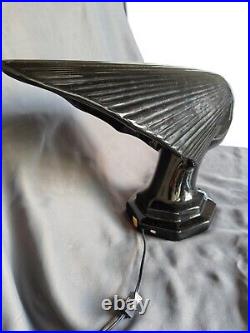 Vintage Victoire Spirit Of The Wind Art Deco Sculpture Bust Black Table Lamp