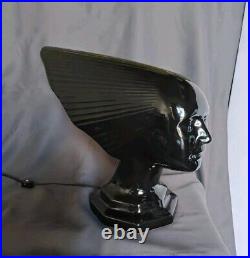 Vintage Victoire Spirit Of The Wind Art Deco Sculpture Bust Black Table Lamp